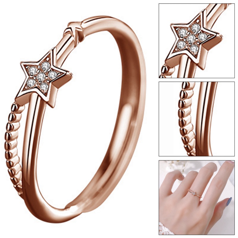 Nhẫn Hở Hình Ngôi Sao Năm Cánh Đính Đá Zircon Thời Trang Cho Nữ