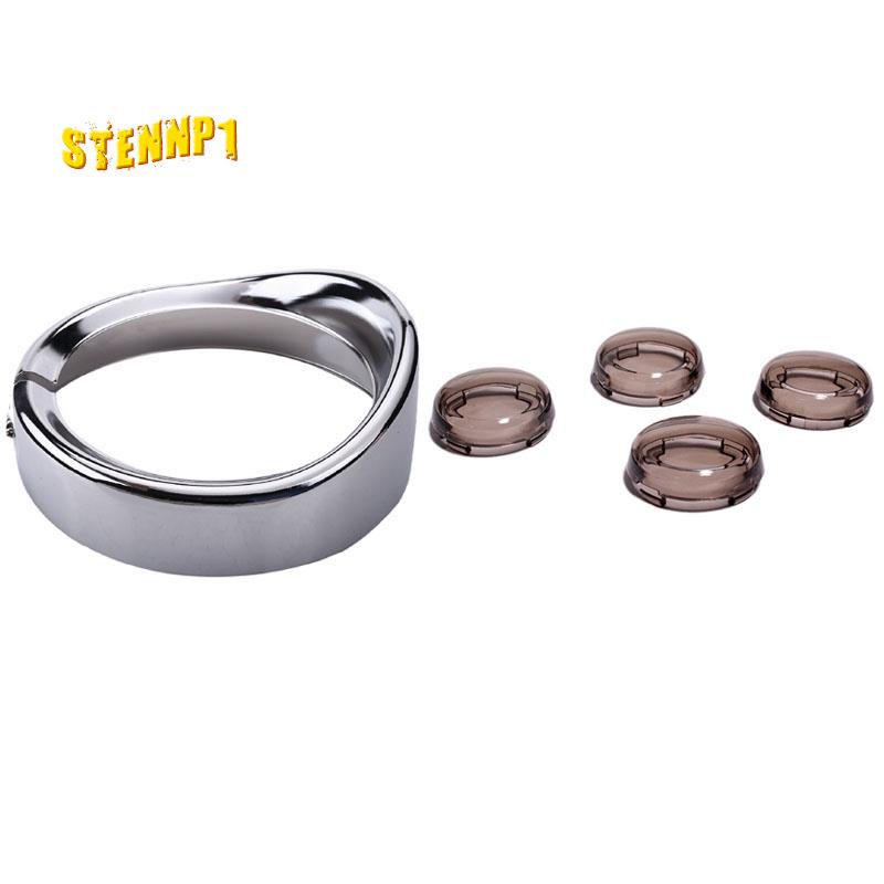 Bộ 5 Phụ Kiện: 4 Ốp Đèn Xi Nhan + 1 Vòng Đệm 7 Inch Cho Xe Mô Tô