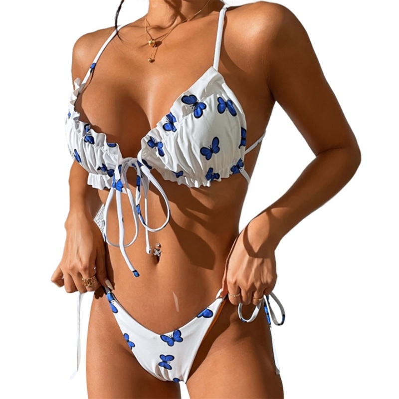 Xiangbao Bộ Bikini Tam Giác Dây Buộc Hai Bên Cắt Cao Hai Bên Hình Tam Giác Cho Nữ Swi
