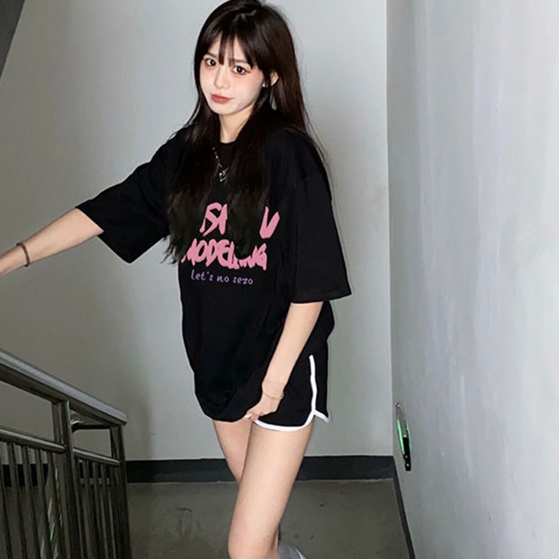 IELGY   Áo Thun Tay Ngắn Dáng Suông Ngọt Ngào Dễ Phối Đồ Thời Trang Cho Nữ