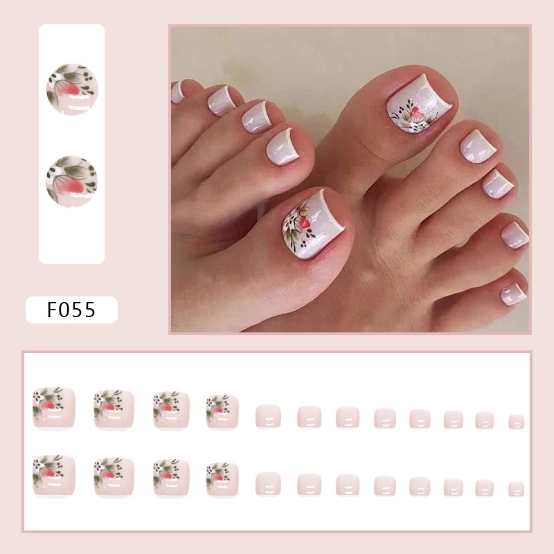 Móng Chân Giả Họa Tiết Hoa Tự Nhiên F055