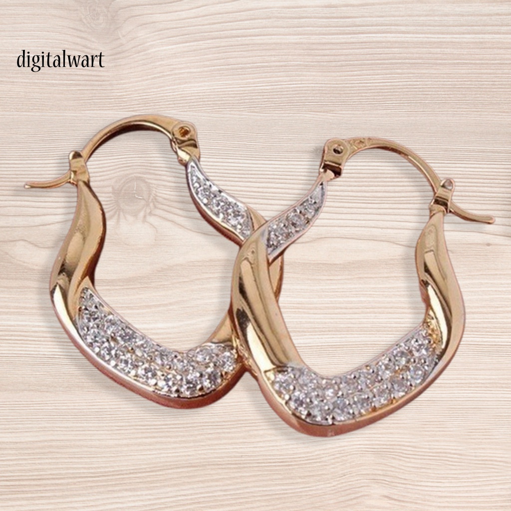 Kỹ Thuật Số| Bông Tai HợP Kim HìNh Chữ U ĐíNh Đá ThờI Trang