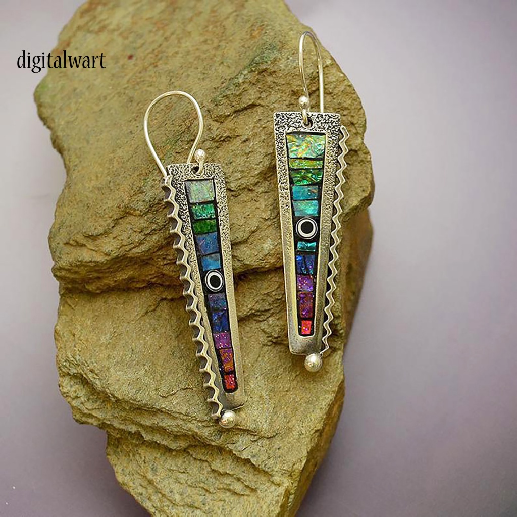 Kỹ Thuật Số| Bông Tai Hình Zigzag Màu Cầu Vồng Phong Cách Dành Cho Nữ