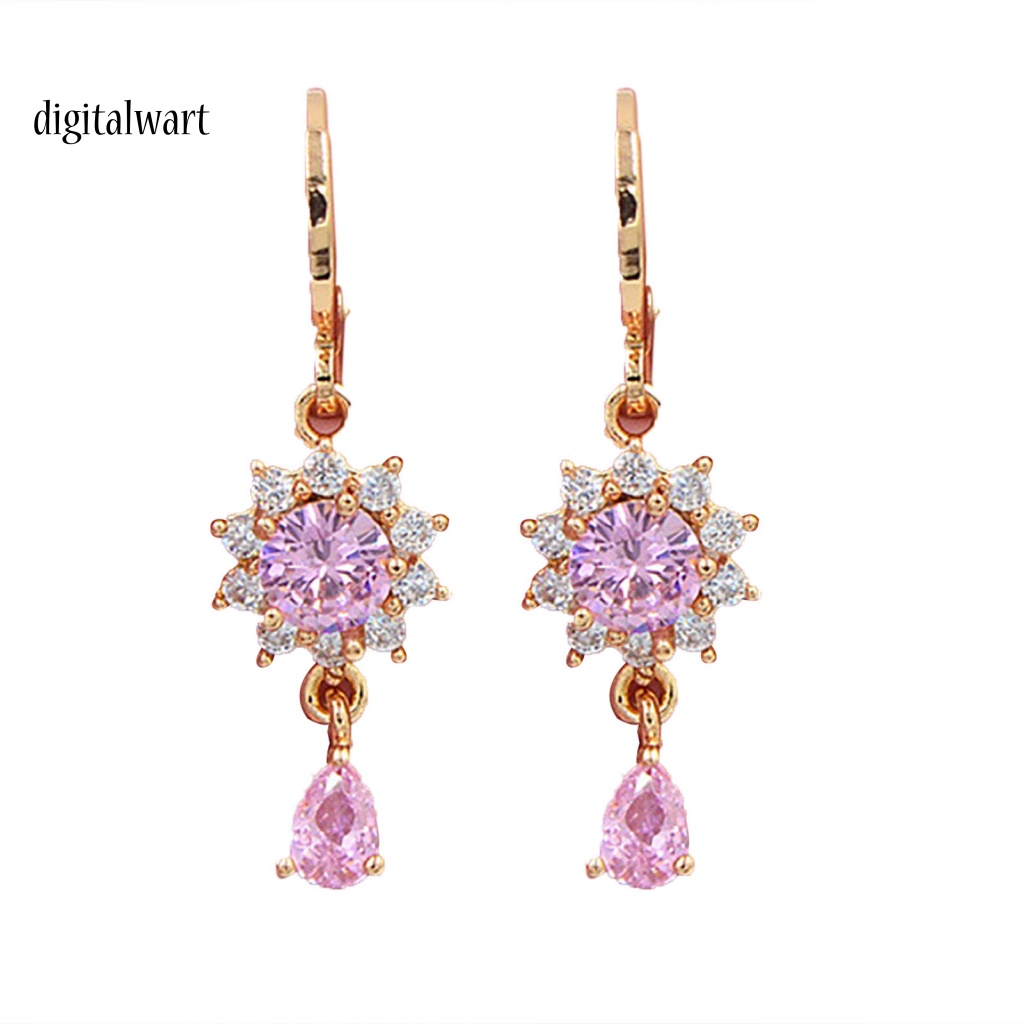 Kỹ Thuật Số| 1 Đôi Bông Tai Dáng Dài Hình Hoa Đính Đá Mạ Điện Lâu Trôi Thích Hợp Mặc Hàng Ngày