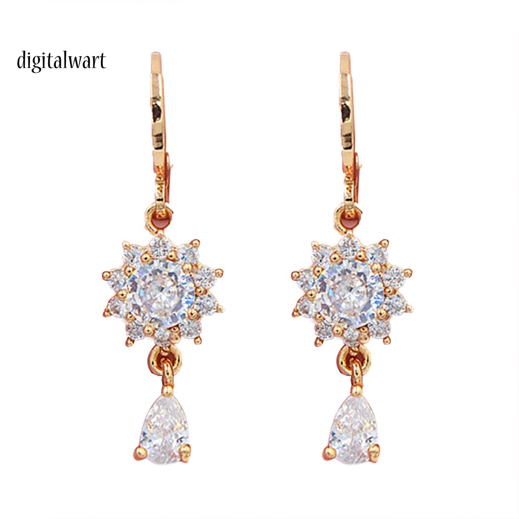 Kỹ Thuật Số| 1 Đôi Bông Tai Dáng Dài Hình Hoa Đính Đá Mạ Điện Lâu Trôi Thích Hợp Mặc Hàng Ngày