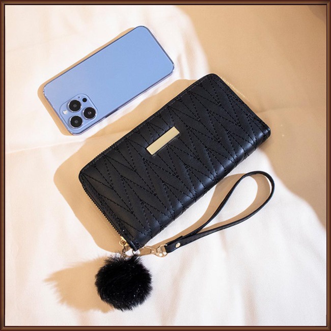 Ví Da Pu Cầm Tay Dáng Dài Thêu Họa Tiết Xinh Xắn Thời Trang Cho Nữ