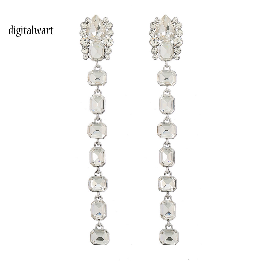 Kỹ Thuật Số| 1 Đôi Bông Tai Dáng Dài Đính Đá Nhiều Màu Sắc Hình Vuông Dùng Hàng Ngày