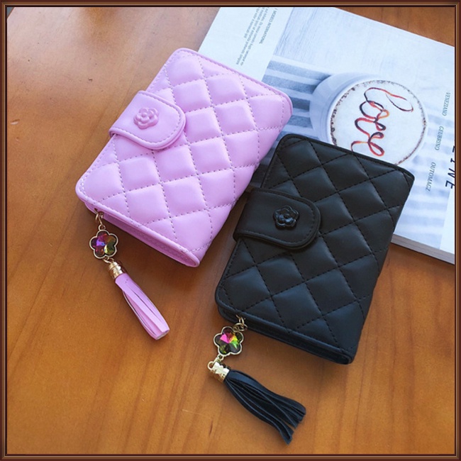 Ví Da Pu Đựng Thẻ Đa Năng Có Khóa Kéo Đính Tua Rua Thời Trang Cho Nữ Giá Đỡ