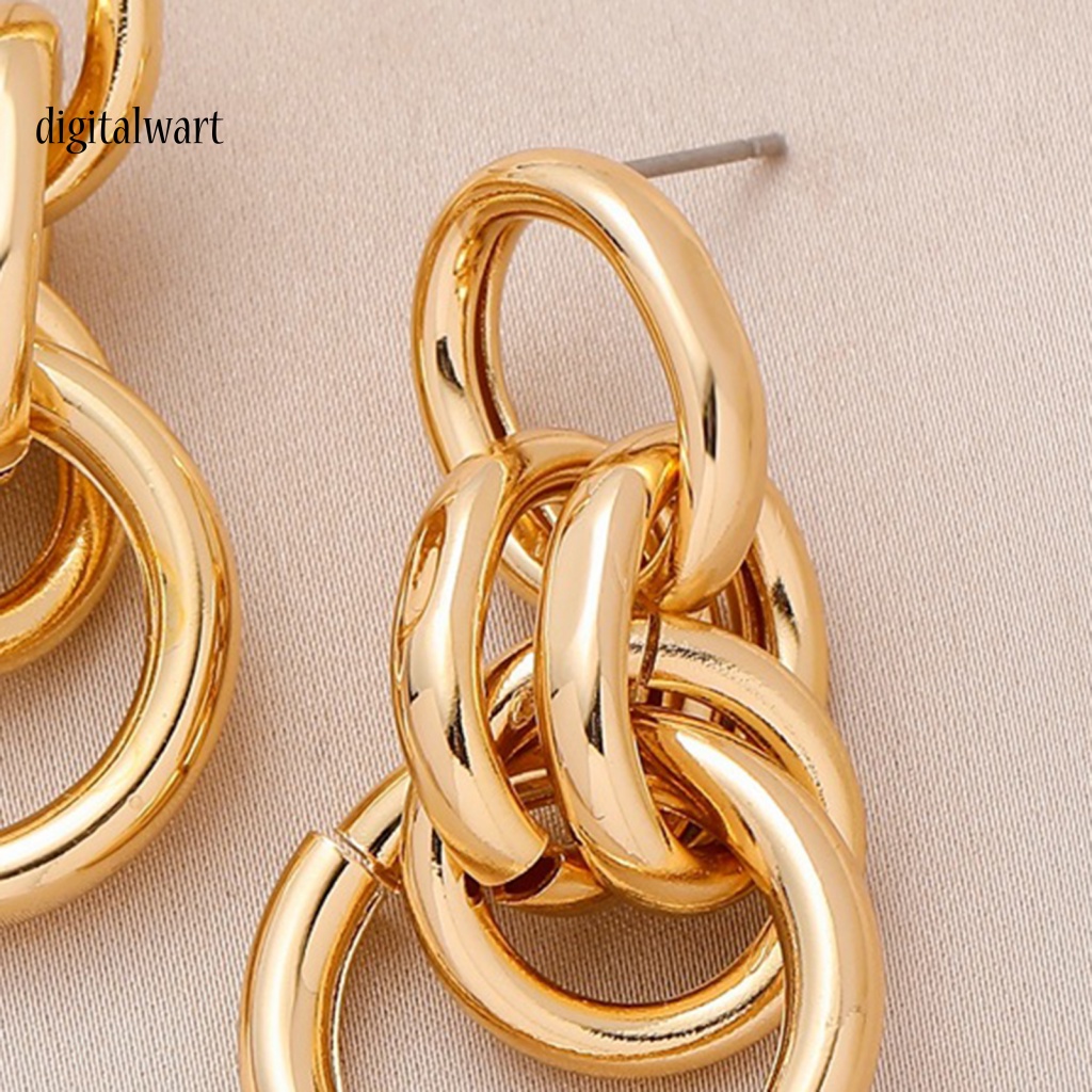 Kỹ Thuật Số| 1 Đôi Bông Tai Tròn Rỗng Bằng Kim Loại Phong Cách Vintage Dành Cho Nữ