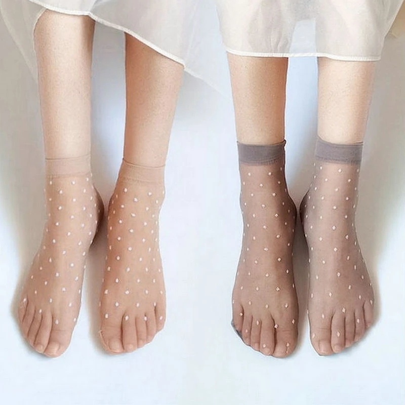 Vớ Lụa Pha Lê Mỏng Trong Suốt Ngắn Tới Mắt Cá Chân / Chống Trượt Thấm Hút Mồ Hôi Cho Nữ