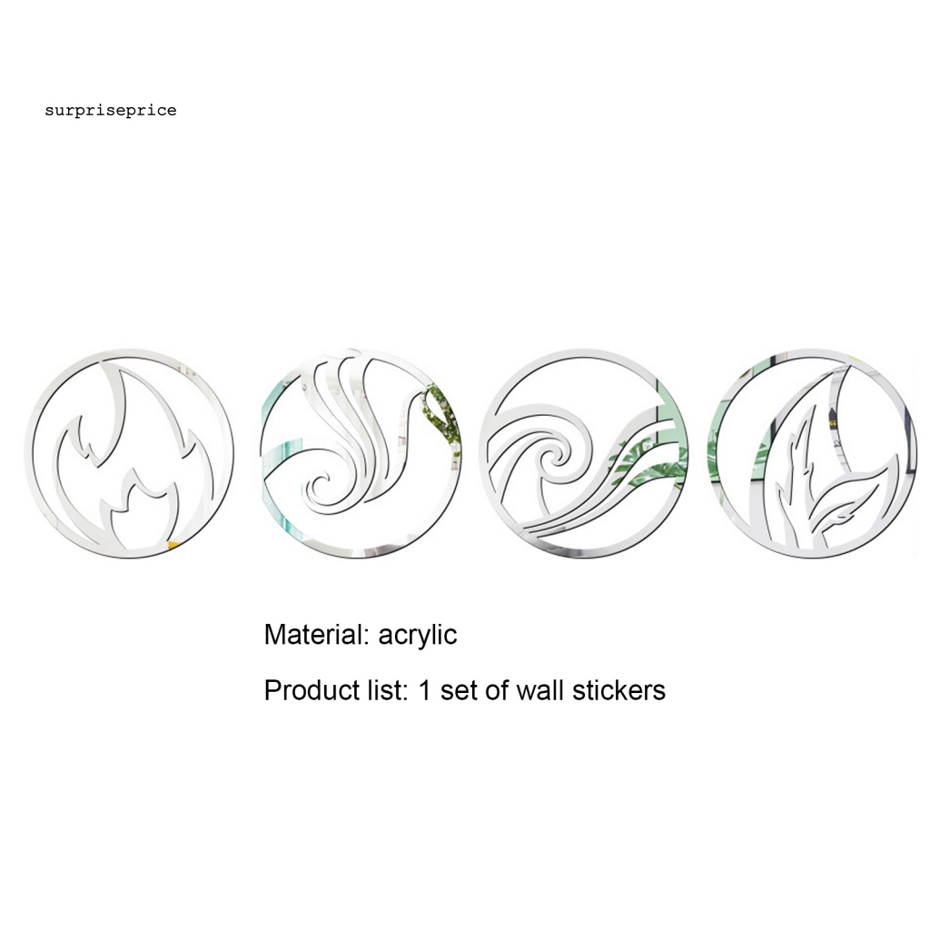 Bộ 4 Miếng Dán Tường Bằng Acrylic Tráng Gương 3D Có Thể Tháo Gỡ Dùng Trang Trí Nhà Cửa