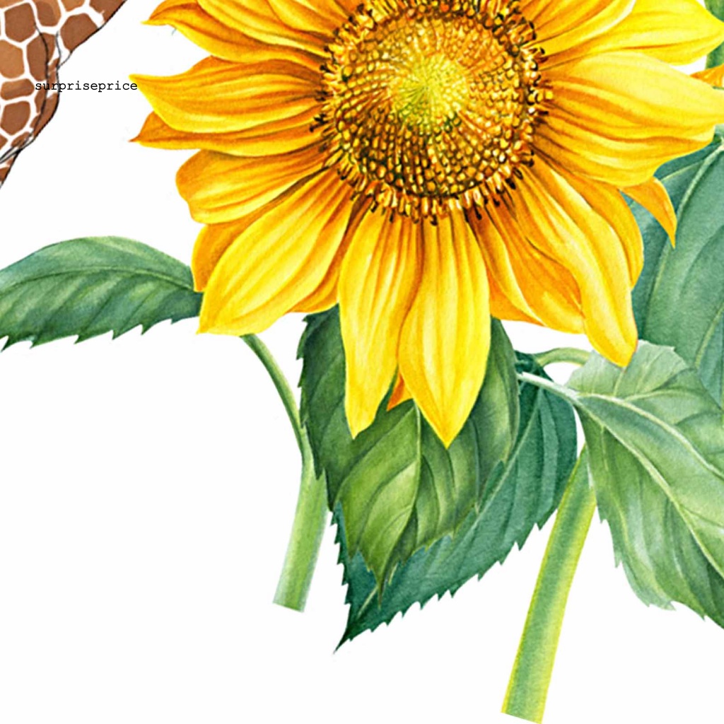 Set 2 Miếng Dán Tường Tự Dính Bằng PVC Chống Nước Hình Hoa Hướng Dương / Hươu Cao Cổ / Bướm