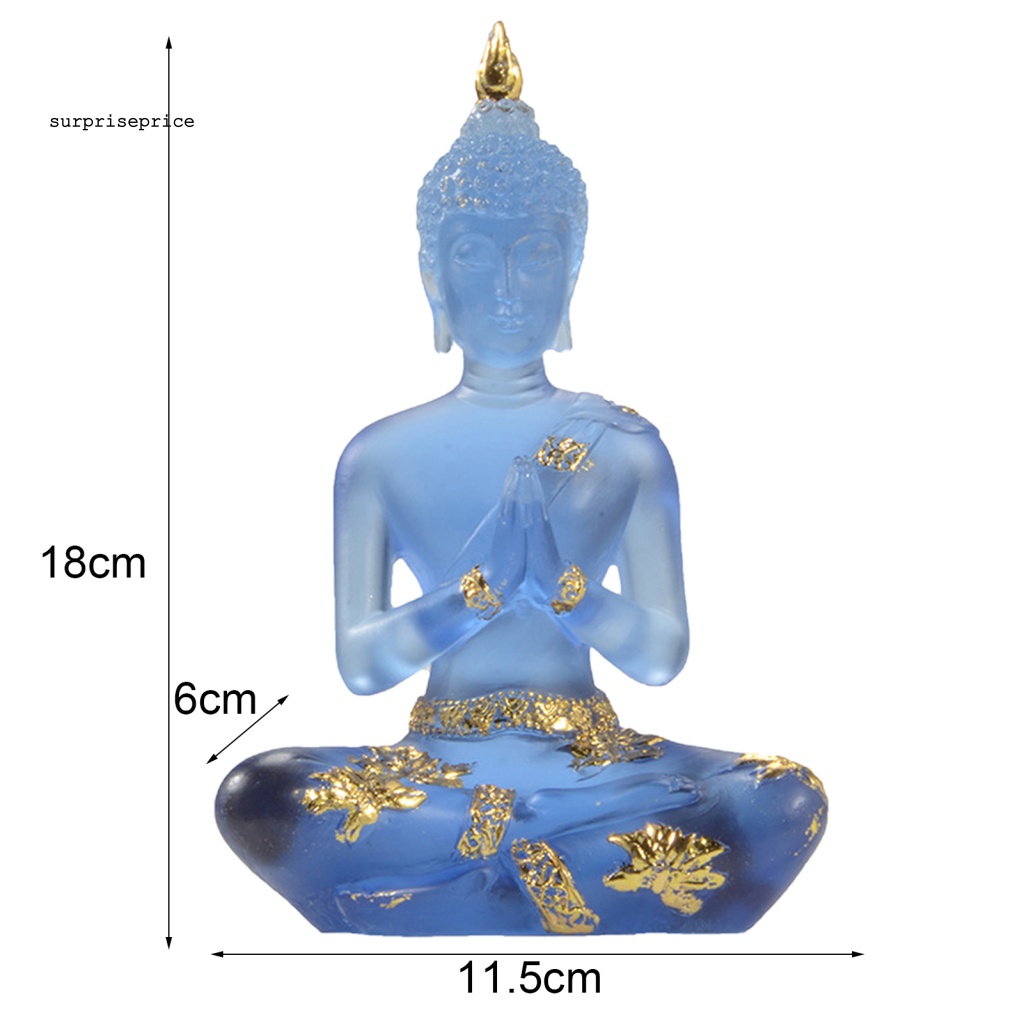 Tượng Phật Ngồi Trong Suốt Bằng Nhựa Resin Tinh Khiết Màu Xanh Dương Dành Cho Vườn Nhà