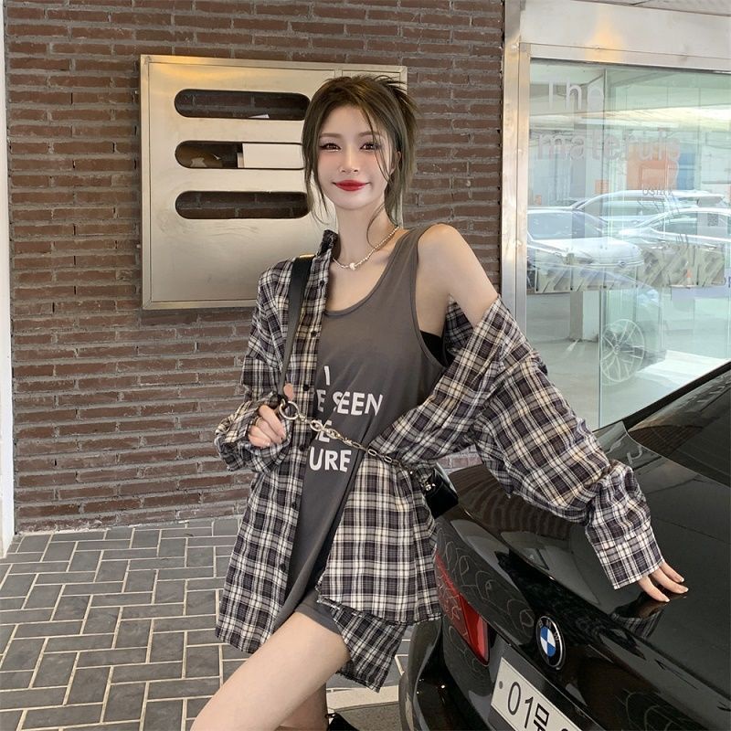 Áo Sơ Mi Dài Tay Họa Tiết Ca Rô Thời Trang Dành Cho Nữ