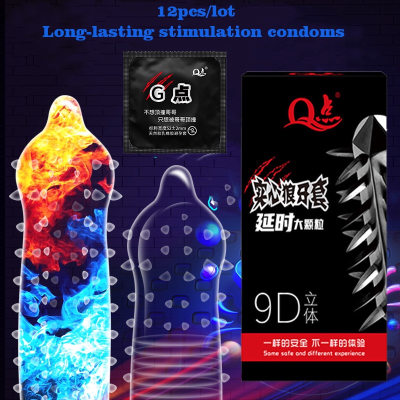 Bao cao su có gân 9d đặc biệt có chấm lớn cao su tự nhiên bao cao su có gai lớn cho nam giới 18+ đồ chơi tình dục g-point sex delay penis sleeve