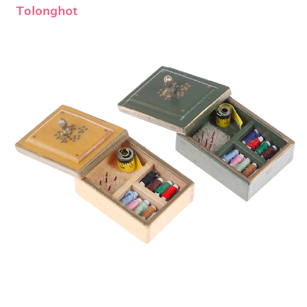 Hộp May Đồ Thu Nhỏ 1: 12 Có Nắp Phong Cách vintage Trang Trí Nhà Búp Bê