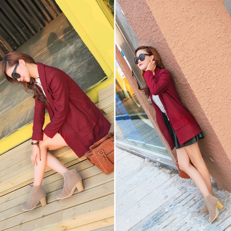 1 Pair Lady Winter Boots HIgh Square Heel Bootie Shoes Autumn And Winter Shoes