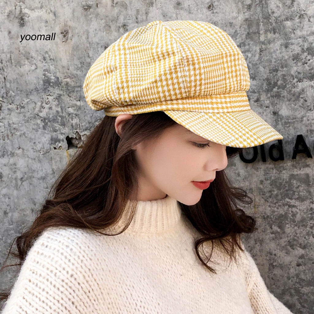 Mũ Beret Kẻ Sọc Vuông Phong Cách Vintage Cho Nam Và Nữ