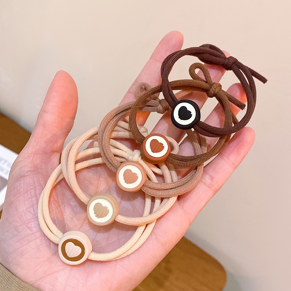 1 Dây Buộc Tóc Da Co Dãn Đính Hoa Xinh Xắn