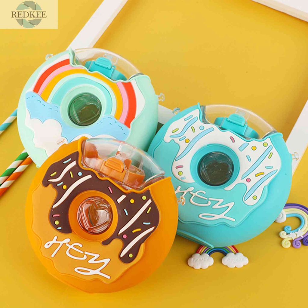Bình Nước Nhựa 380ml Hình Bánh Donut Dễ Thương