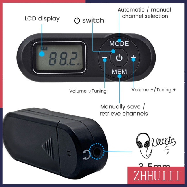 Radio FM 64-108Mhz Bỏ Túi Có Màn Hình Lcd Và Tai Nghe 3.5mm