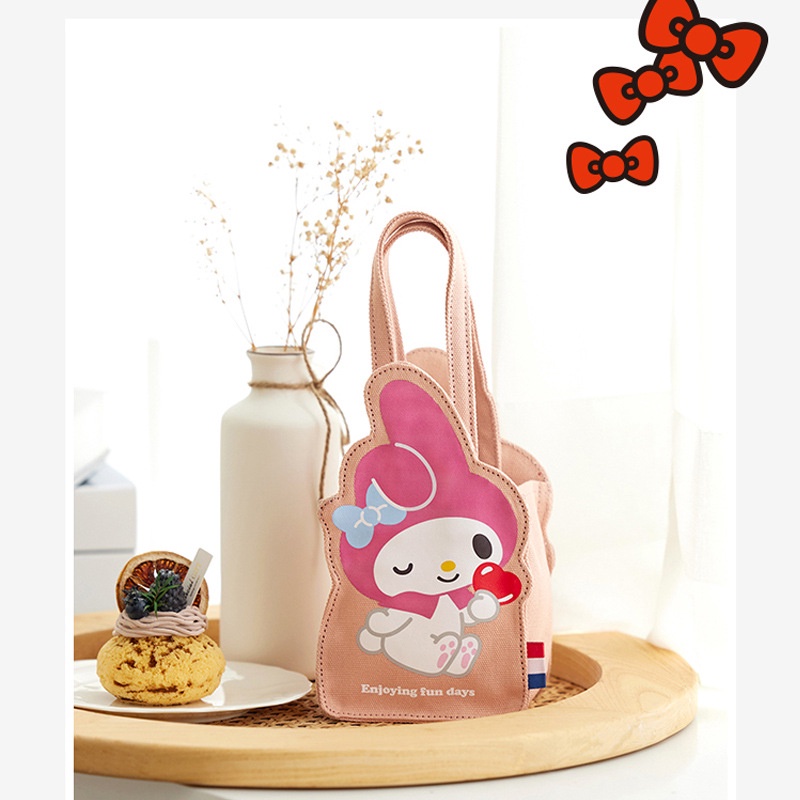 Túi Xách Vải Canvas Đựng Bình Nước In Hoạt Hình Sanrio Kiểu Nhật Bản Dễ Thương