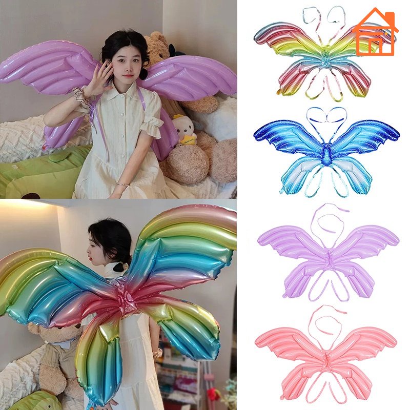 Bong Bóng Lá Nhôm Hình Cánh Thiên Thần / Bướm Màu Cầu Vồng Treo Lưng Trang Trí Tiệc Sinh Nhật / Tiệc Cưới Cho Bé