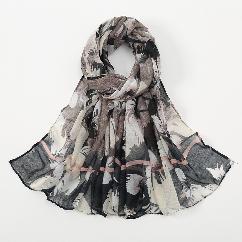 Khăn Choàng Cổ Nhuộm Màu 180-90cm Chống Nắng Thoáng Khí In Họa Tiết Hoa Thanh Lịch