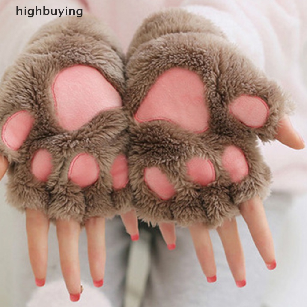 1 Đôi Găng Tay Hở Ngón Tạo Hình Móng Vuốt Mèo Hoạt Hình Đáng Yêu Cho Nữ
