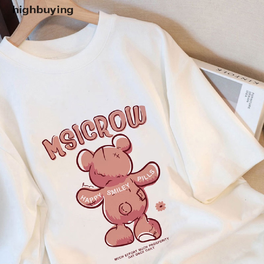 Áo Thun Tay Ngắn Cổ Tròn In Hình Gấu Belle Dành Cho Nữ