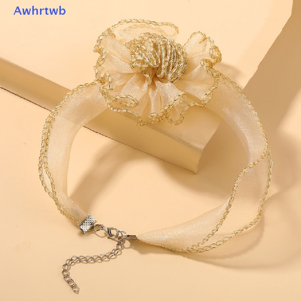 Vòng Cổ Choker Vải Lưới Ba Chiều Trong Suốt Mặt Hoa Đơn Giản Mới