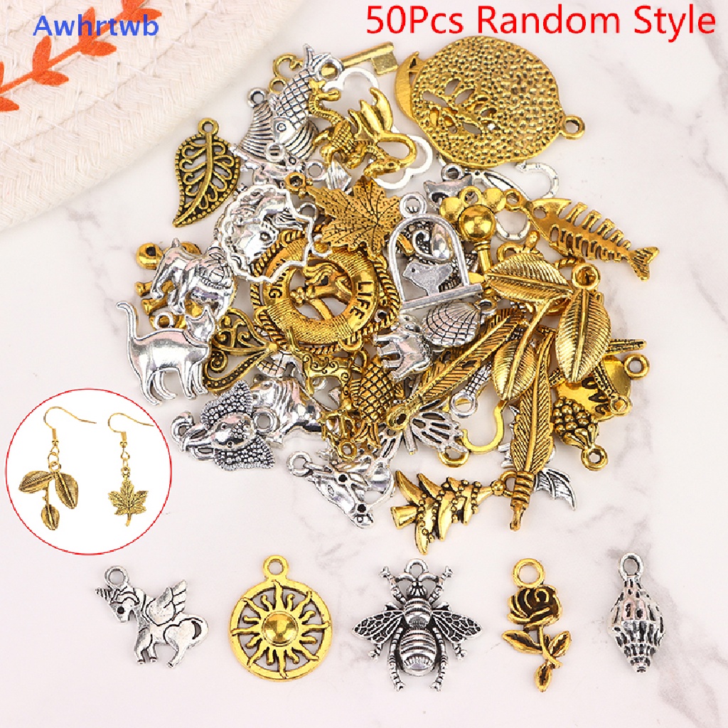 Set 50 Mặt Vòng cổ Kim Loại Hỗn Hợp Làm Trang Sức Thủ Công DIY Mới