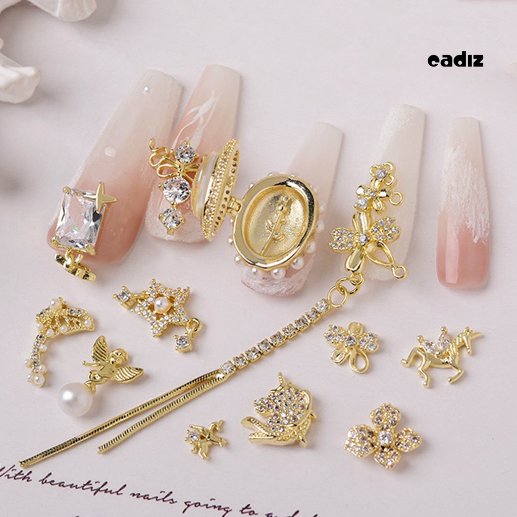 Phụ Kiện Dây Xích Hình Hoa Bướm Lấp Lánh Trang Trí Móng Tay Nghệ Thuật Chống Rơi Chống Rỉ Sét DIY