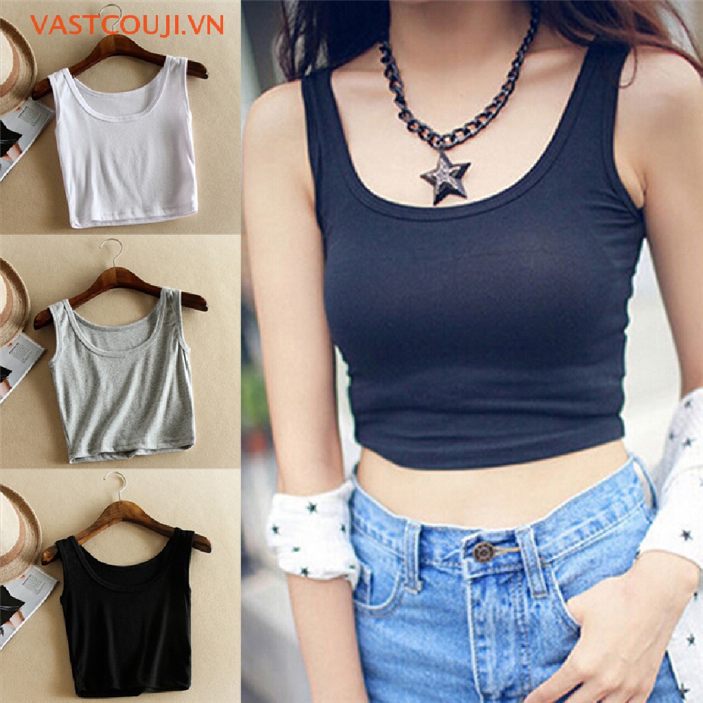 Áo Croptop Sát Nách Màu Trắng / Đen Thời Trang Mùa Hè Cho Nữ