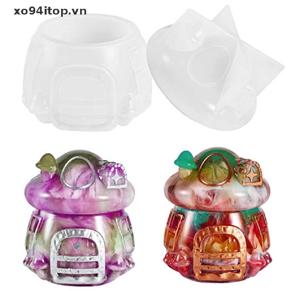 Xoitop Khuôn Silicon Hình Ngôi Nhà Nấm Với Nắp Đậy Dễ Thương Epoxy Casg VN