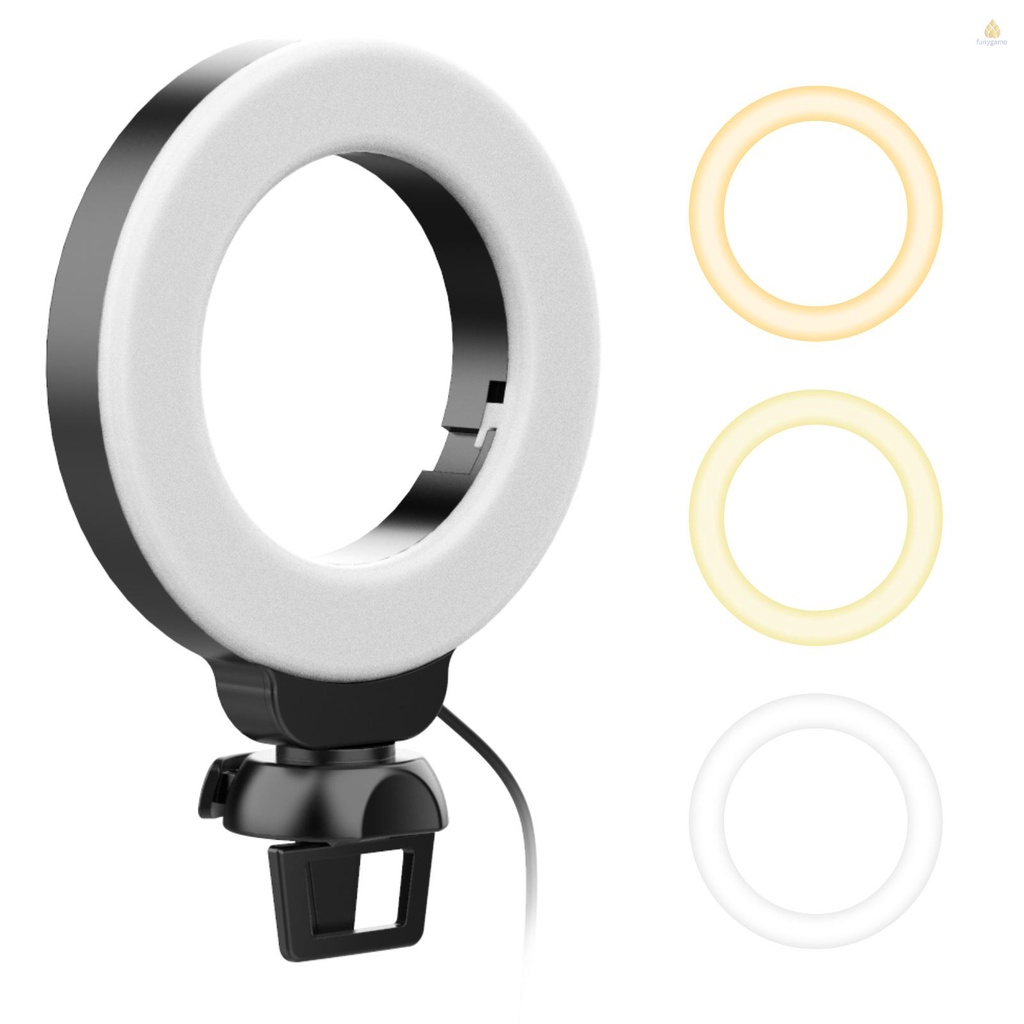 Vòng Đèn LED Mini 4 Inch 3 Chế Độ Ánh Sáng 3200K-6500K Có Thể Điều Chỉnh Độ Sáng Hỗ Trợ Họp Trực Tuyến