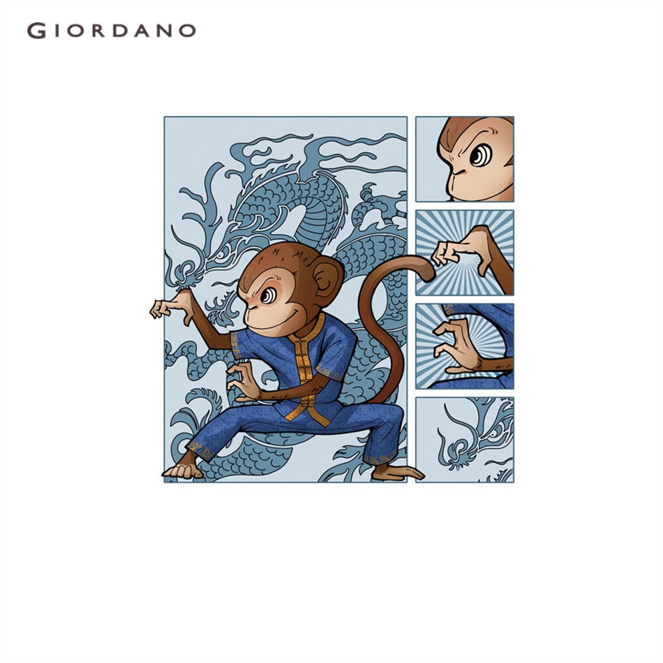 Áo thun GIORDANO 91093054 tay ngắn cổ tròn in họa tiết dành cho nam