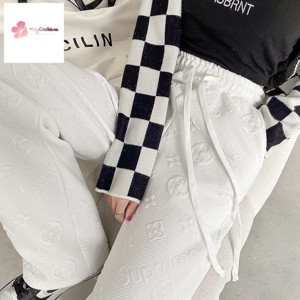 Quần dài dáng rộng lưng cao phù hợp với các kích thước thêu jacquard thời trang mùa xuân cho nữ 2022