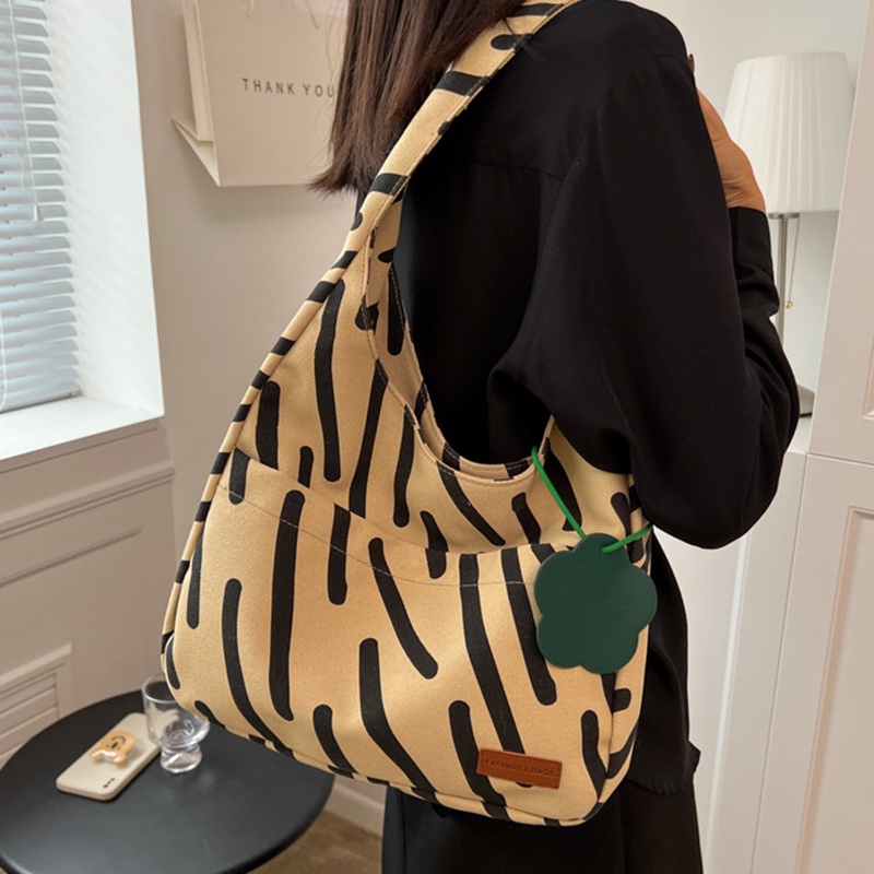 Túi tote Vải canvas Cỡ Lớn In Họa Tiết Ngựa Vằn Màu Tương Phản Thời Trang Cho Nữ