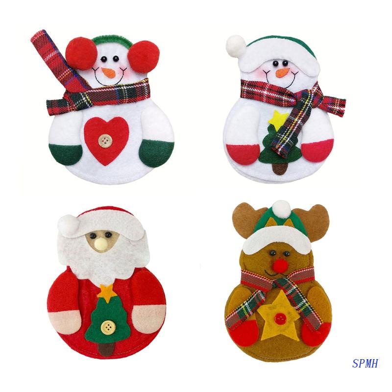 Túi Vải Không Dệt Đựng Muỗng Nĩa Họa Tiết Giáng Sinh