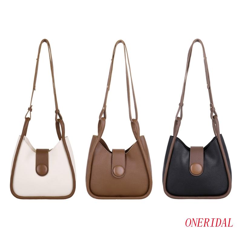 Túi Xách Đeo Dưới Cánh Tay Màu Khối Phong Cách Retro Dễ Phối Đồ Cho Nữ