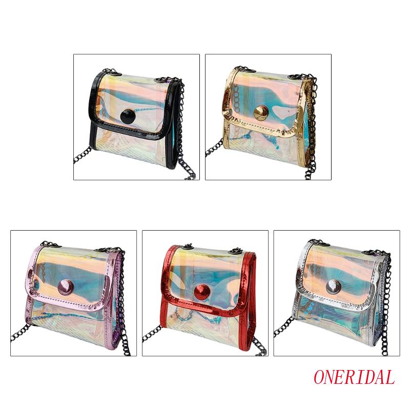 Túi Đeo Chéo Mini Trong Suốt Phối Dây Đeo Sợi Xích Thời Trang Cho Nữ