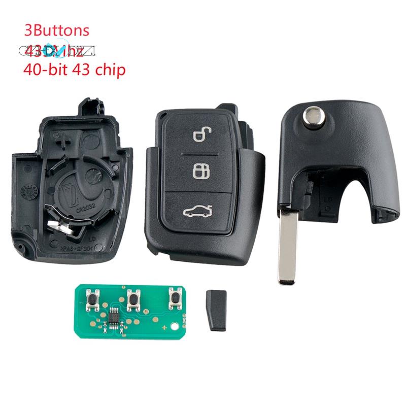 Chìa KhóA ĐiềU KhiểN Từ Xa 3 NúT BấM Cho Xe Ford Focus Fiesta 2013 Fob Case 433Mhz