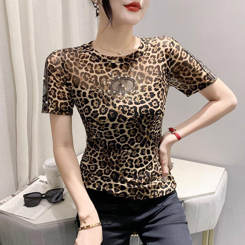 Áo Ngắn Tay Ôm Dáng Đính Kim Cương Khoét Rỗng Gợi Cảm Mùa Hè Châu Âu Cho Nữ @ -