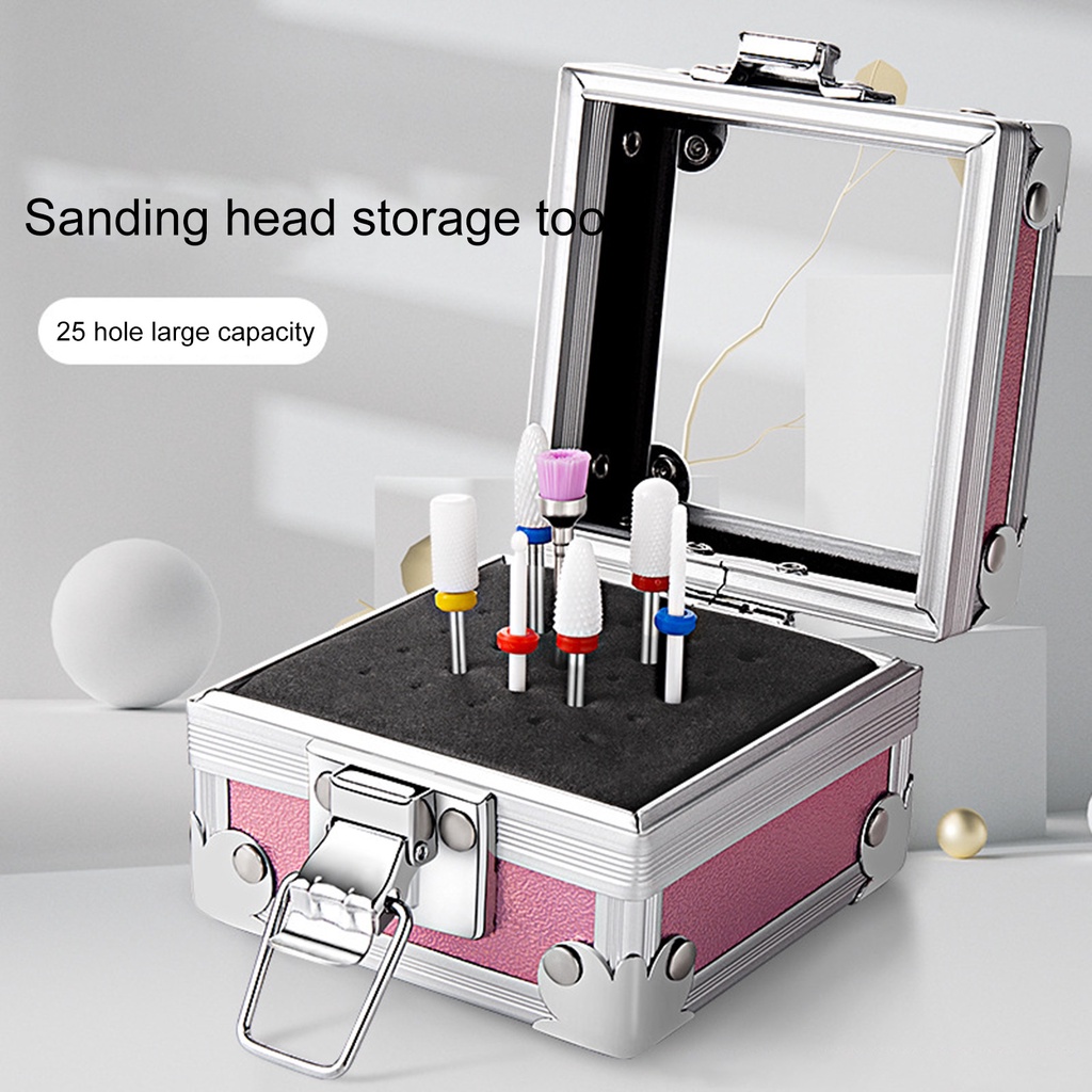 Giá Đỡ Mũi Khoan Móng Tay 25 Ngăn Trong Suốt Chống Rơi An Toàn Dành Cho Salon