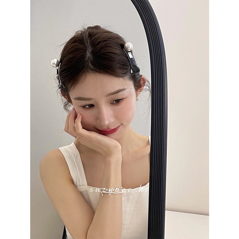 Kẹp Tóc Đính Đá Ngọc Trai Lớn Cao Cấp Phong Cách Pháp Cổ Điển Thời Trang Mới