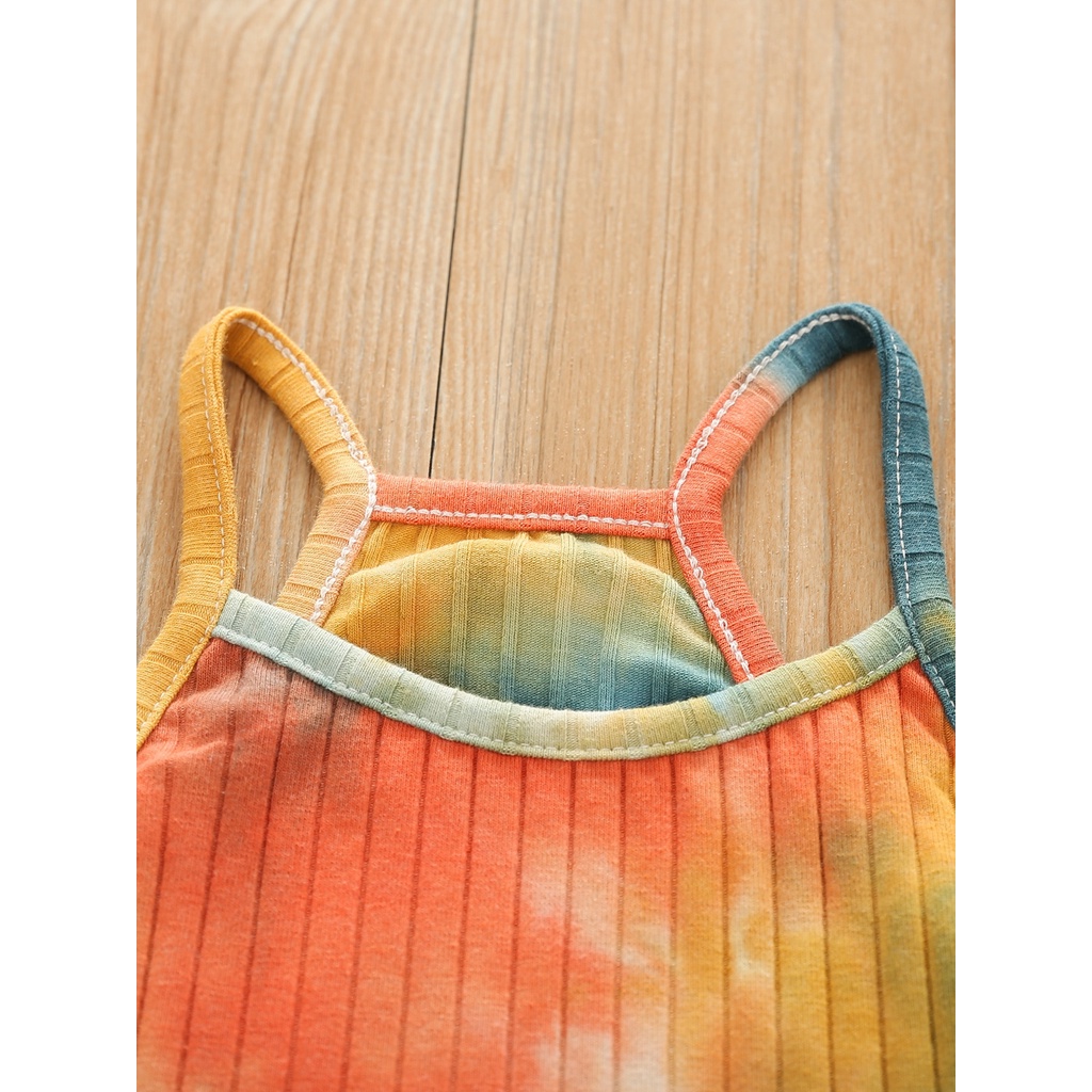 Áo Croptop Cổ Tròn Màu Nhuộm Thời Trang Mùa Hè Xinh Xắn Cho Bé Gái