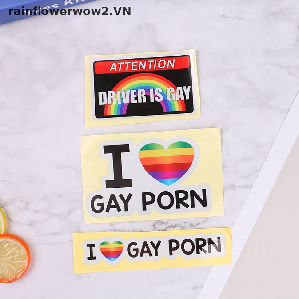 1 Nhãn Dán Trang Trí Xe Hơi Chữ I LOVE Gay Phản Quang Độc Đáo