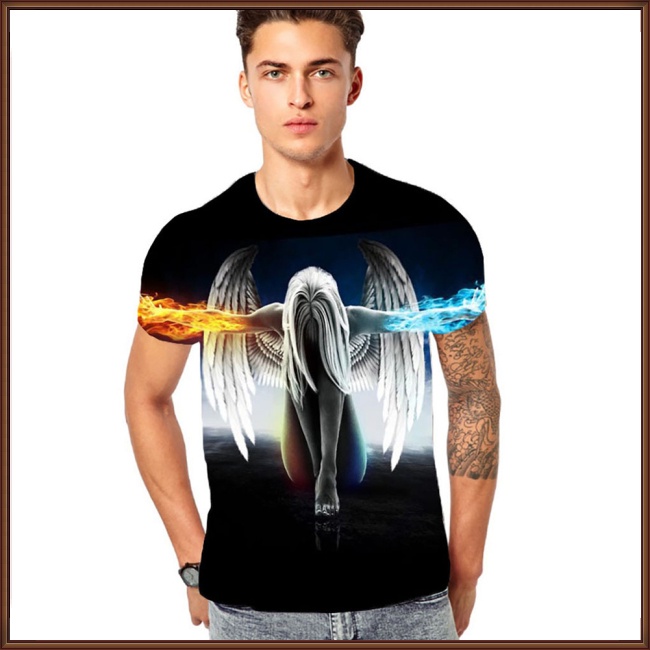 Áo Thun Tay Ngắn In Hình Thiên Thần 3D Thời Trang Cho Nam Và Nữ