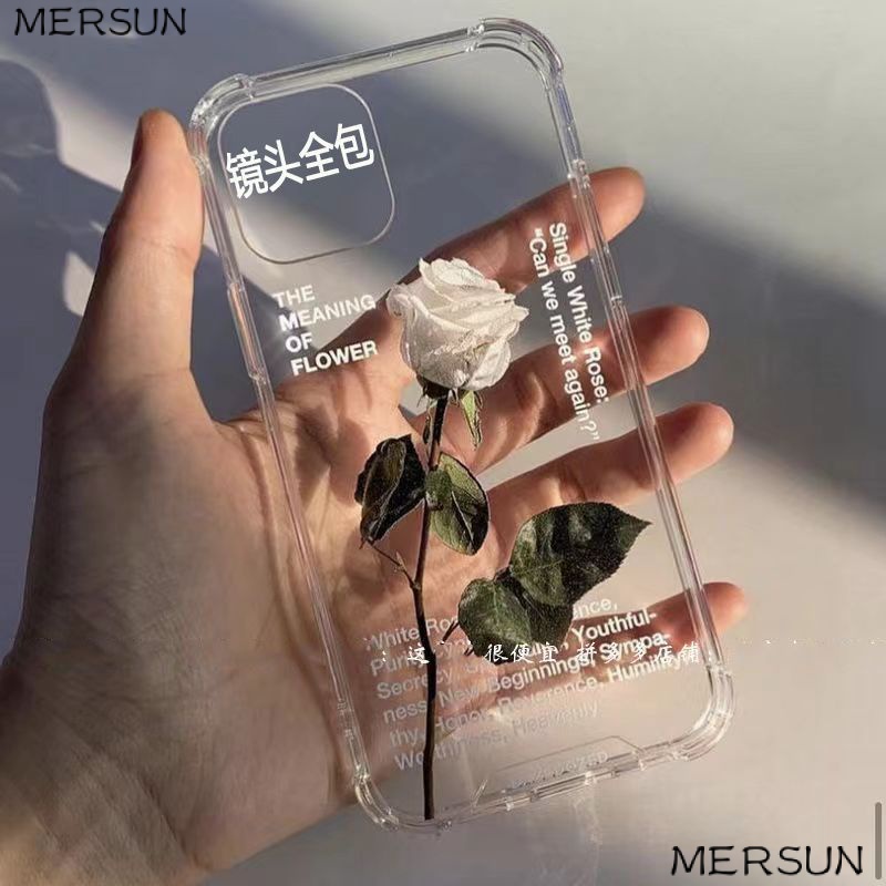 ✅Ốp Điện Thoại Trong Suốt Họa Tiết Hoa Hồng Trắng Đơn Giản Thời Trang Cho Iphone118Xxs / iphone14 Xsmax 12 E0CR